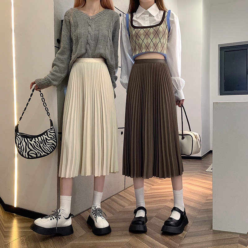 Chân Váy Chữ A Xếp Ly Dàng Dài Cạp Chun Thời Trang Sugal CV NU 014V3