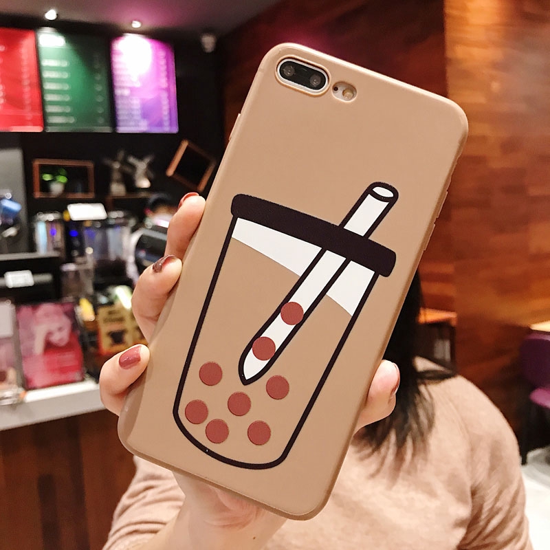 Ốp điện thoại bằng TPU dẻo in hình cốc trà sữa cho iPhone 6/6s 6plus/6splus 7/8 7plus/8plus X/XS XR XsMax | BigBuy360 - bigbuy360.vn