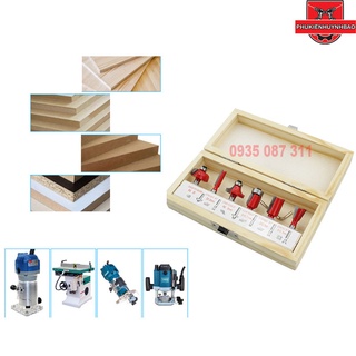 BỘ 6 MŨI PHAY GỖ CỐT 8MM