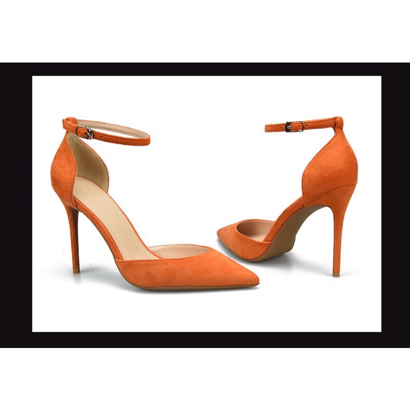 Giày cao gót da lộn kiểu dáng gót nhọn quai hậu mảnh 3 màu thời trang nữ , SB15, Oula Store