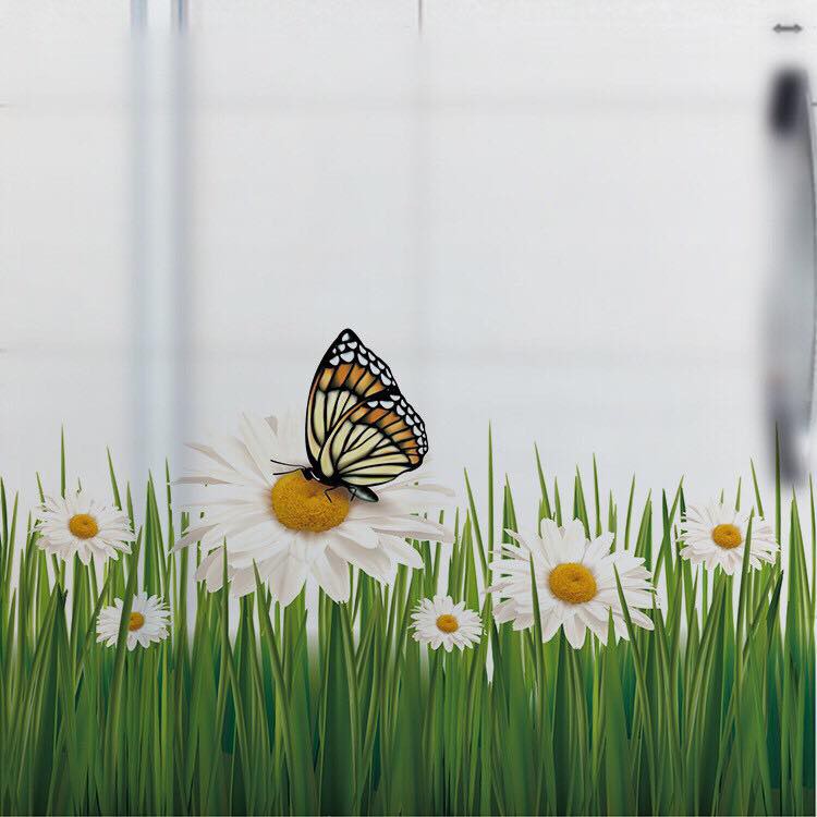 Decal trang trí kính cao cấp hoa bướm ( 60cm x 58cm )