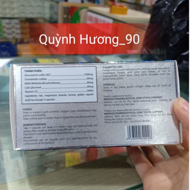 Viên uống GLUCOSAMIN 500 hộp 100 viên hỗ trợ bảo vệ xương khớp