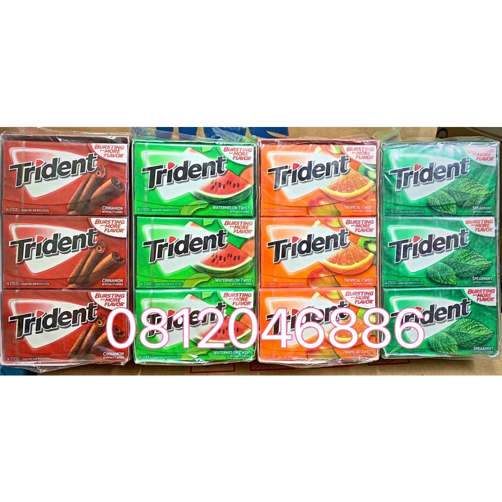 Combo 12 thanh kẹo cao su Trident giá rẻ nhất thị trường
