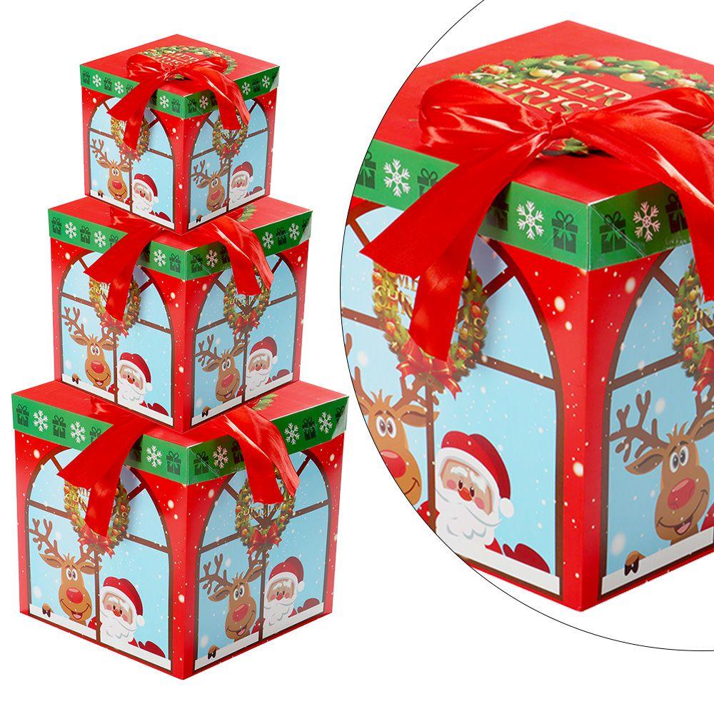 CHOOKEY Set 3 Hộp Giấy Đựng Kẹo Làm Quà Tặng Giáng Sinh Năm Mới