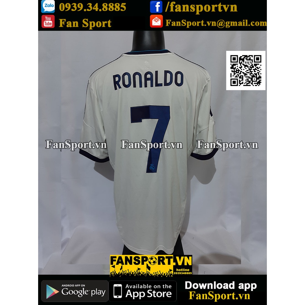 Áo đấu cầu thủ bóng đá Cristiano Ronaldo #7 Real Madrid 2012-2013 home shirt jersey white X21987 Adidas size XL
