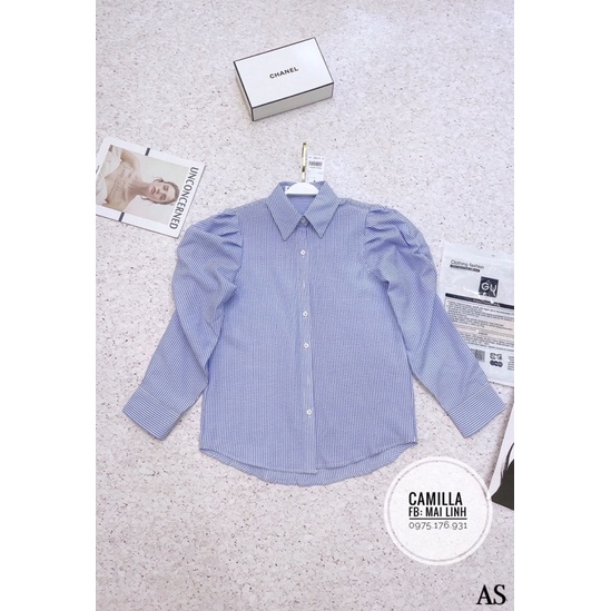 ⚡️BÁN SỈ⚡️Áo sơmi kẻ sọc xanh tay bồng | BigBuy360 - bigbuy360.vn