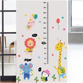 Decal dán tường Thước đo chiều cao con vật ngộ nghĩnh