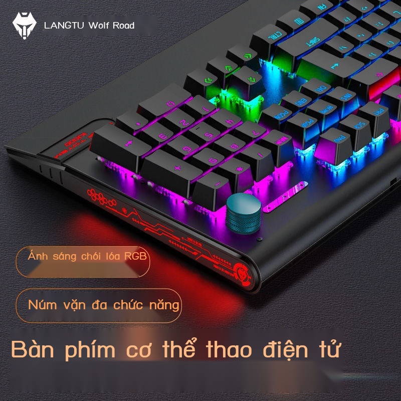 Wolf Road K1000 Green Axis True Bàn phím cơ học Bộ chuột có dây USB chơi game Văn phòng Máy tính