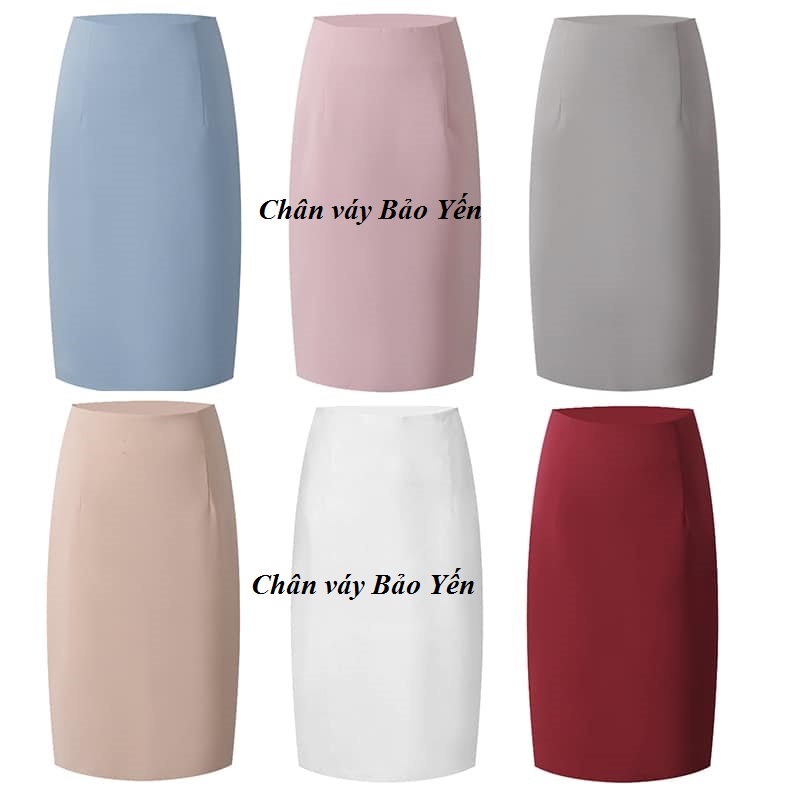 Chân váy bút chì dài tới gối xẻ sau nhiều màu