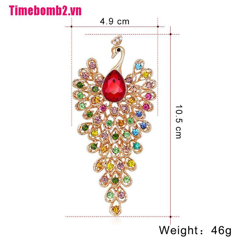 Ghim Cài Áo Hình Chim Công Đính Đá 3