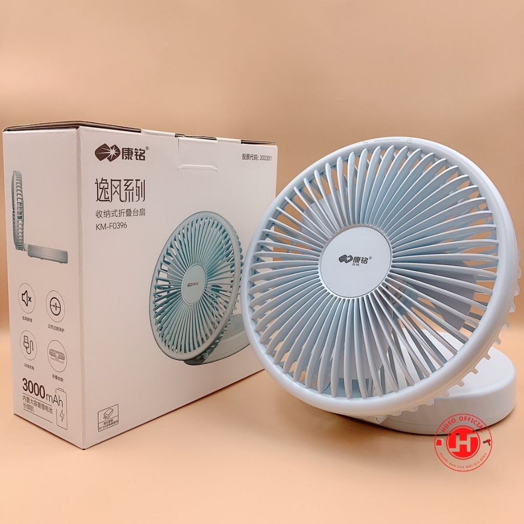 Quạt tích điện mini HUSO F0396 để bàn, đa năng pin dung lượng 3000mAh