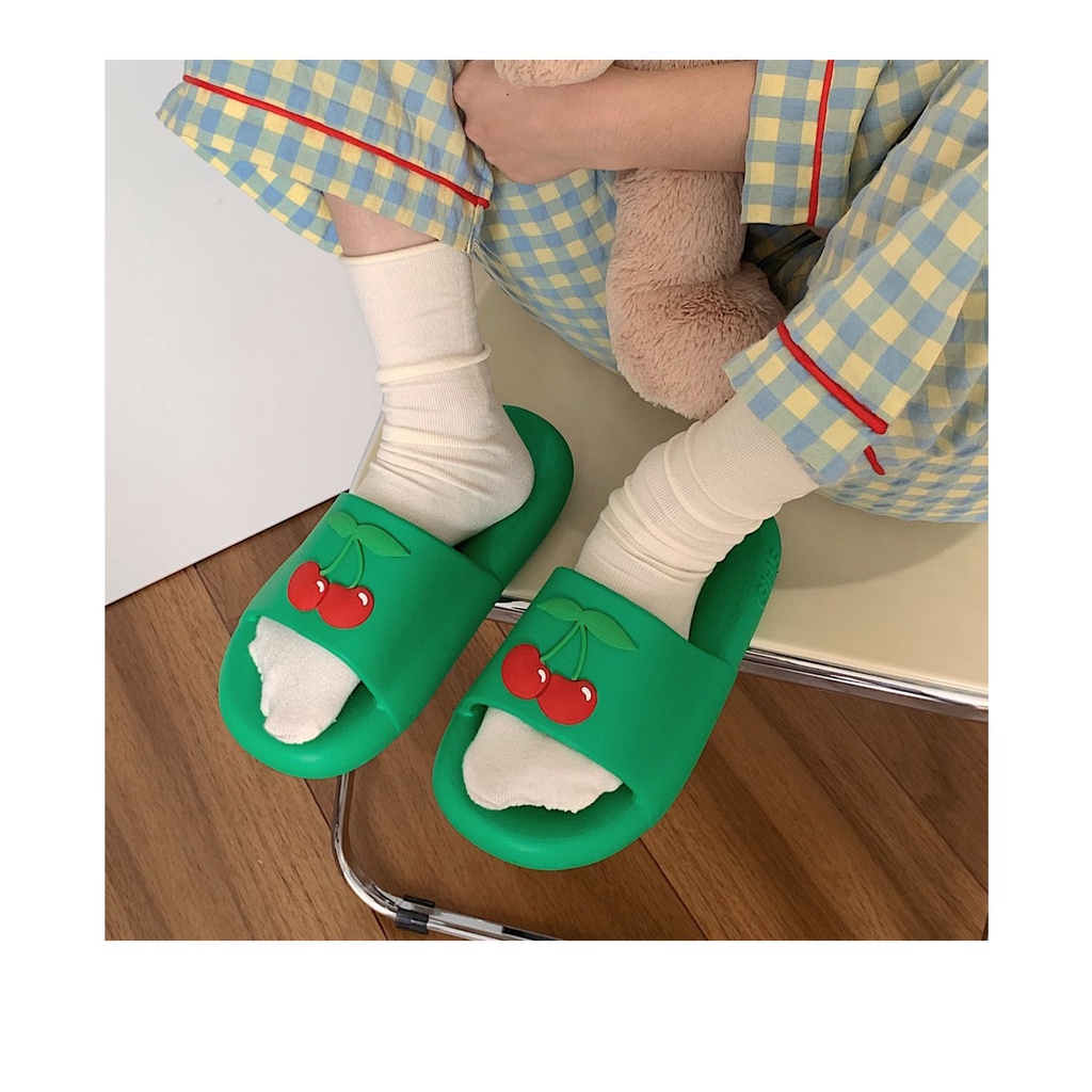 Dép Nhựa EVA Mềm Quai Ngang Hình Quả Cherry Phong Cách Hàn Quốc