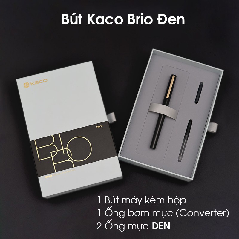 Bút Máy KACO BRIO Vỏ Kim loại Cao Cấp Chính Hãng - Kèm Hộp đựng, 2 Ống mực, 1 Ống bơm mực - Minh Tín Shop
