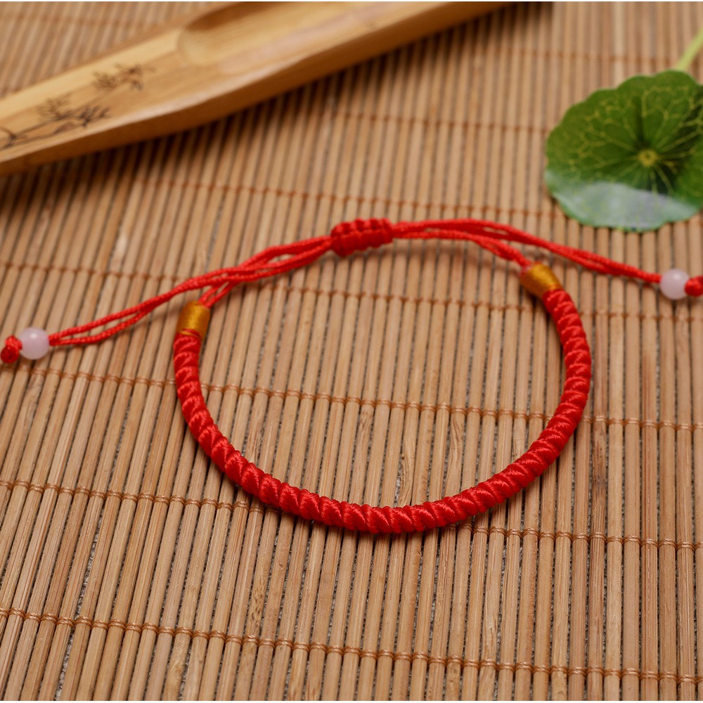 Vòng tay dây bện màu đỏ thủ công dành cho cặp đôi