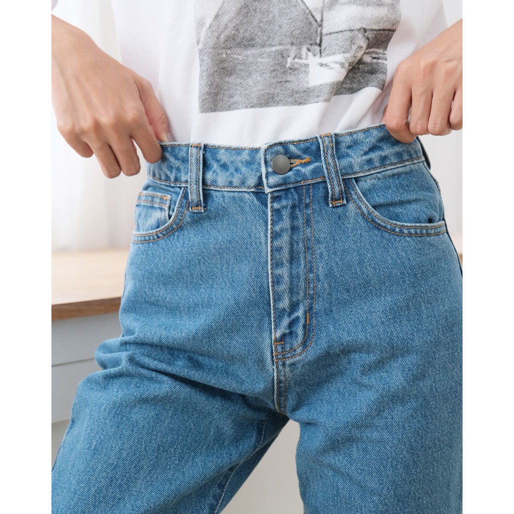 Quần Jeans Nữ Lưng Cao Màu Xanh LDM-102