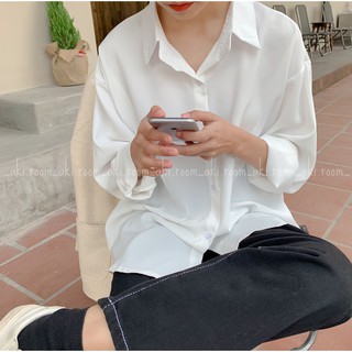 Áo sơ mi lụa trơn không túi