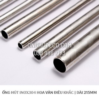 Ống Hút Inox304 Mẫu Có Hoa Văn Điêu Khắc Tặng Kèm Cọ Rửa