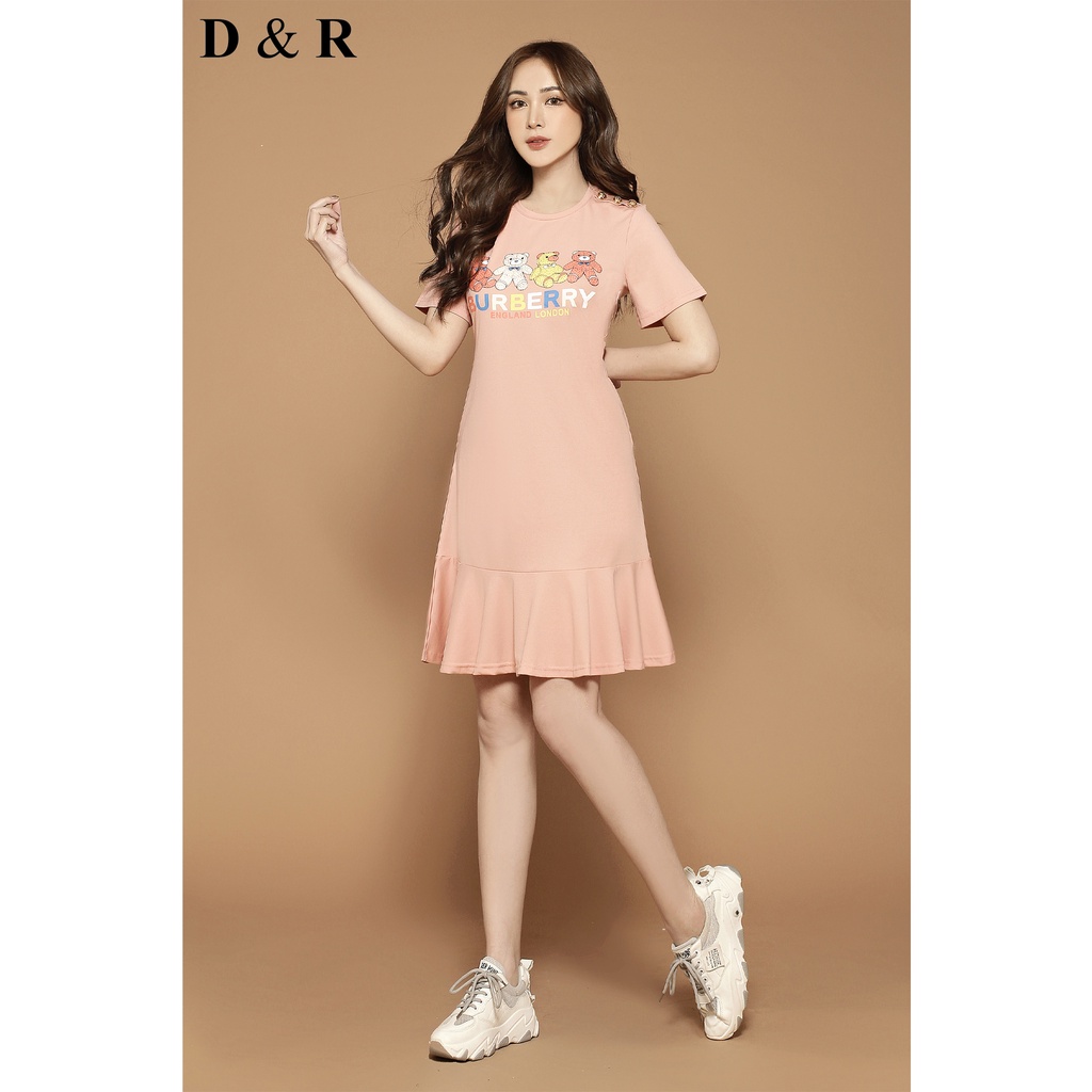 Đầm thun suông bigsize đuôi cá họa tiết BBR Quảng Châu cao cấp D&R Fashion D015