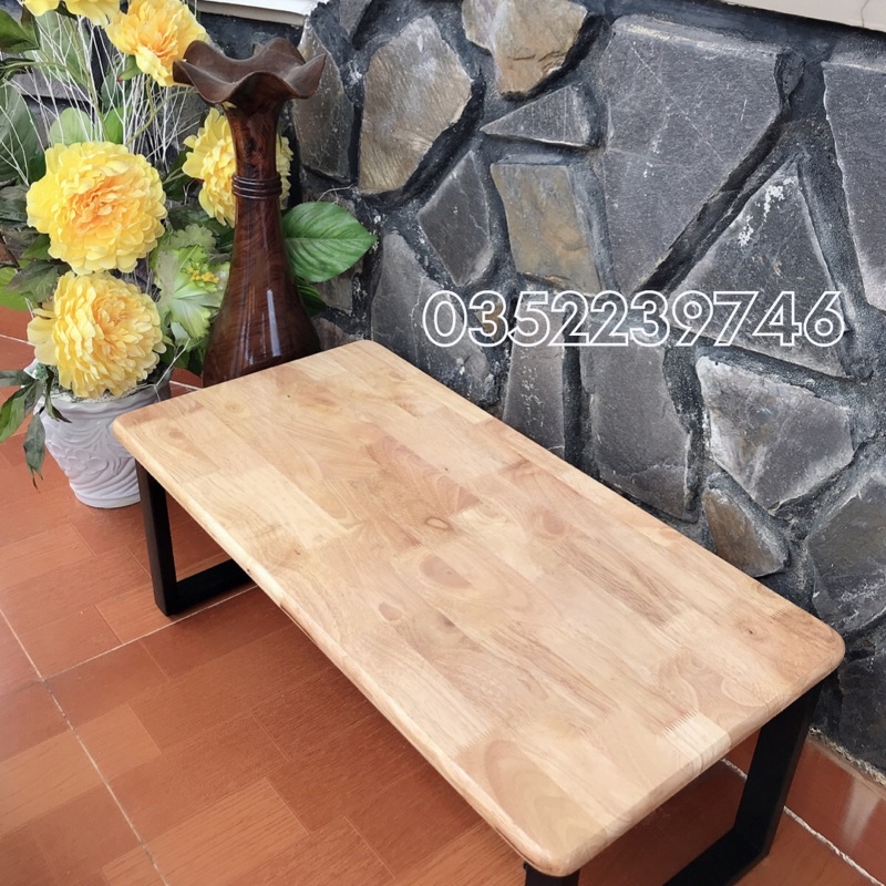Bàn ngồi bệt gỗ cao su (50*80 cao 32cm) giá tại xưởng mặt bàn bo cạnh, bo gốc