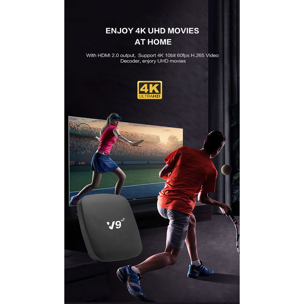 NHANH TAY RINH NGAY ĐẦU THU V9 TV box Android 10.0 TV box thông minh Bluetooth 4.0 RAM 2G WiFi 2.4/5.0 TẶNG CHUỘT