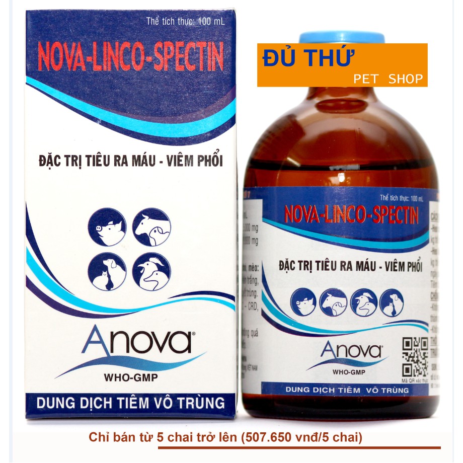 NOVA-LINCO-SPECTIN (100 ml) - xử lý viêm phổi, viêm khớp...cho gia súc, gia cầm (5 chai/đơn hàng)