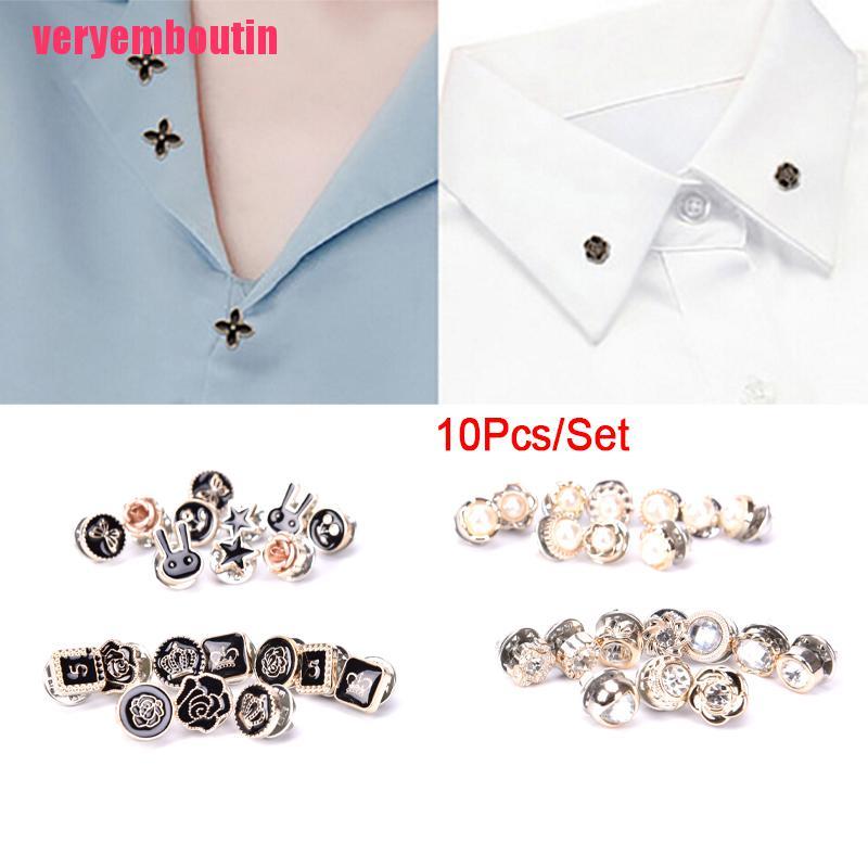 Set 10 Khuy Cài Áo Hình Bông Hoa Đính Ngọc Trai Nhân Tạo Thời Trang