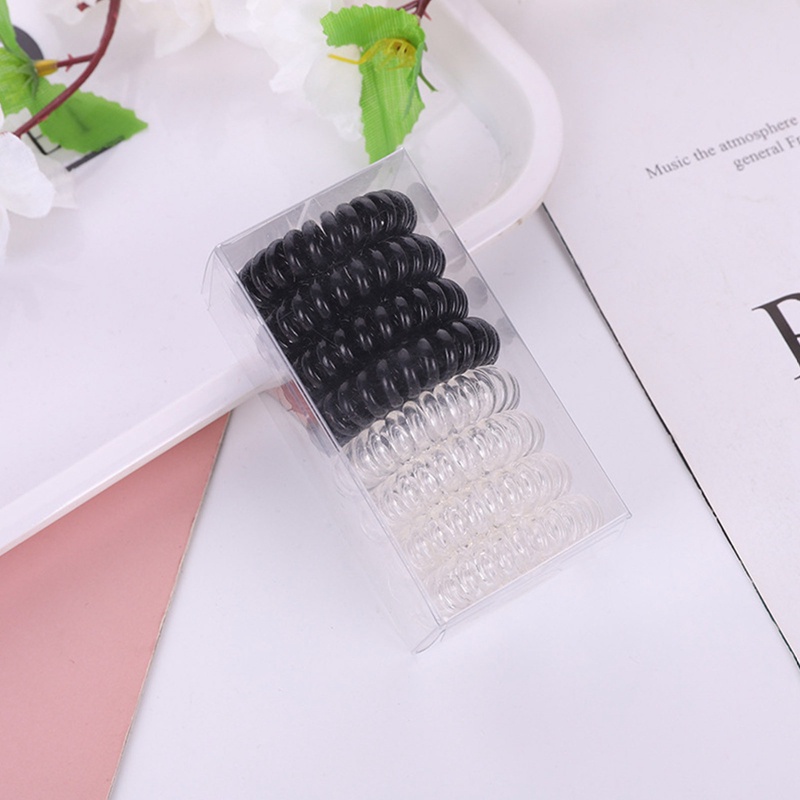 Bộ 8 Dây Cột Tóc Dạng Xoắn Ốc Độ Đàn Hồi Cao Màu Sắc Trơn Không Gây Mỡ