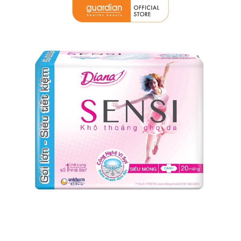 Băng vệ sinh Diana Sensi siêu mỏng có cánh 20 miếng/gói