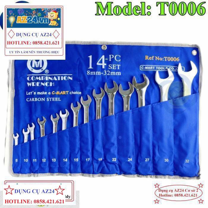 Bộ cờ lê vòng miệng C-Mart T0006 có 14 cây từ 8-32mm (dungcu) Đài Loan
