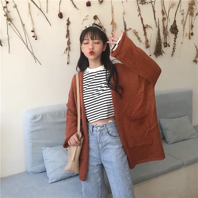 Áo khoác len cardigan form rộng ulzzang