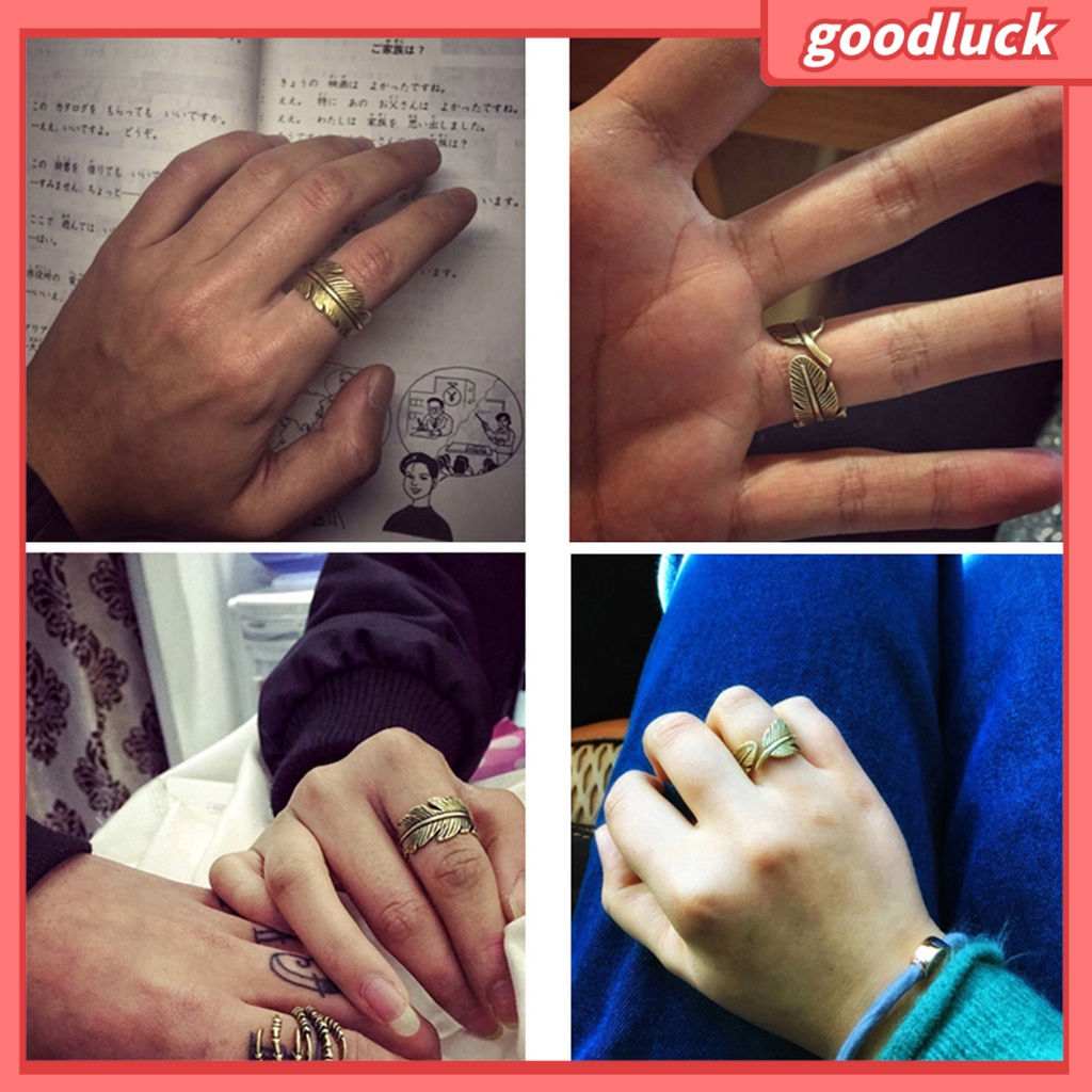 Nhẫn hở hình chiếc lá bằng đồng có thể điều chỉnh phong cách cổ điển cho nam và nữ