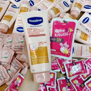 MẪU MỚI - Combo Dưỡng Da Vaseline 50X Và Viên Kích Trắng, Chống Nắng New UV Alpha Arbutin 3 Plus Vỉ 10 Viên