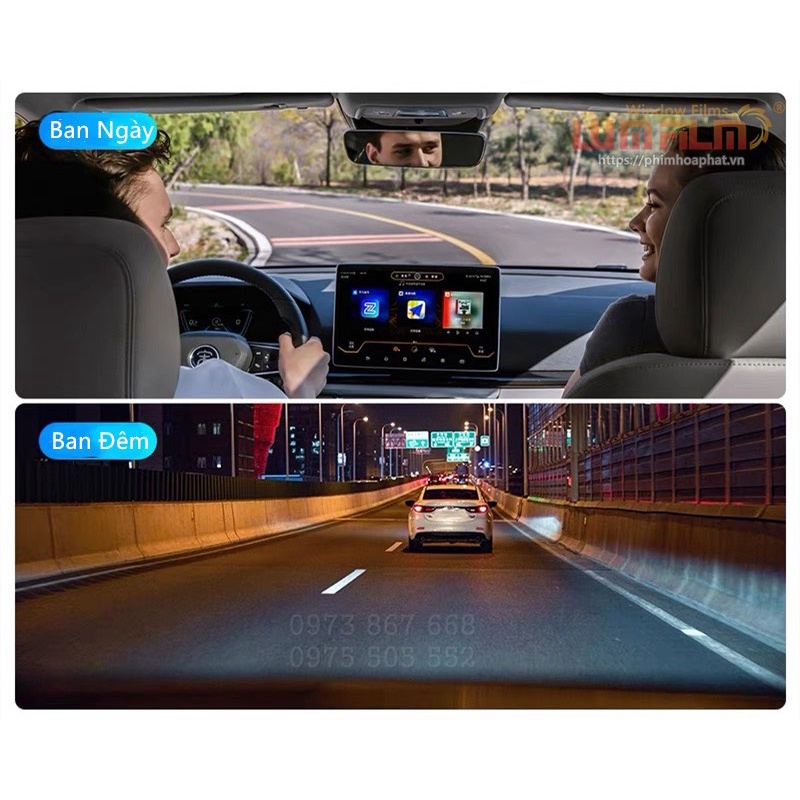Phim cách nhiệt ô tô cao cấp kính lái(Cắt dọc và Cắt ngang)