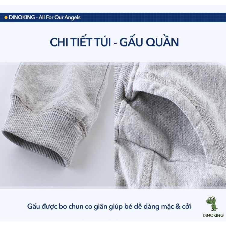 Quần thu đông bé trai DINOKING Quần dài cho bé xuất dư chất thun cotton mềm mịn họa tiết oto cho trẻ em 2 - 8 tuổi QD02