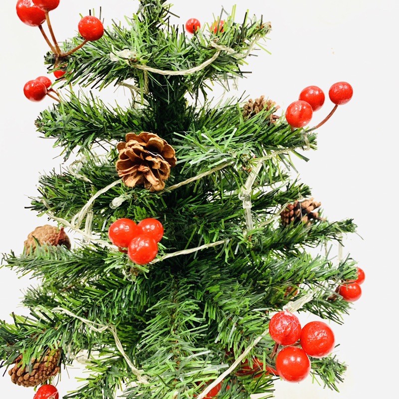 Cây thông Noel xanh trang trí để bàn có đèn led cao 40cm và 60cm