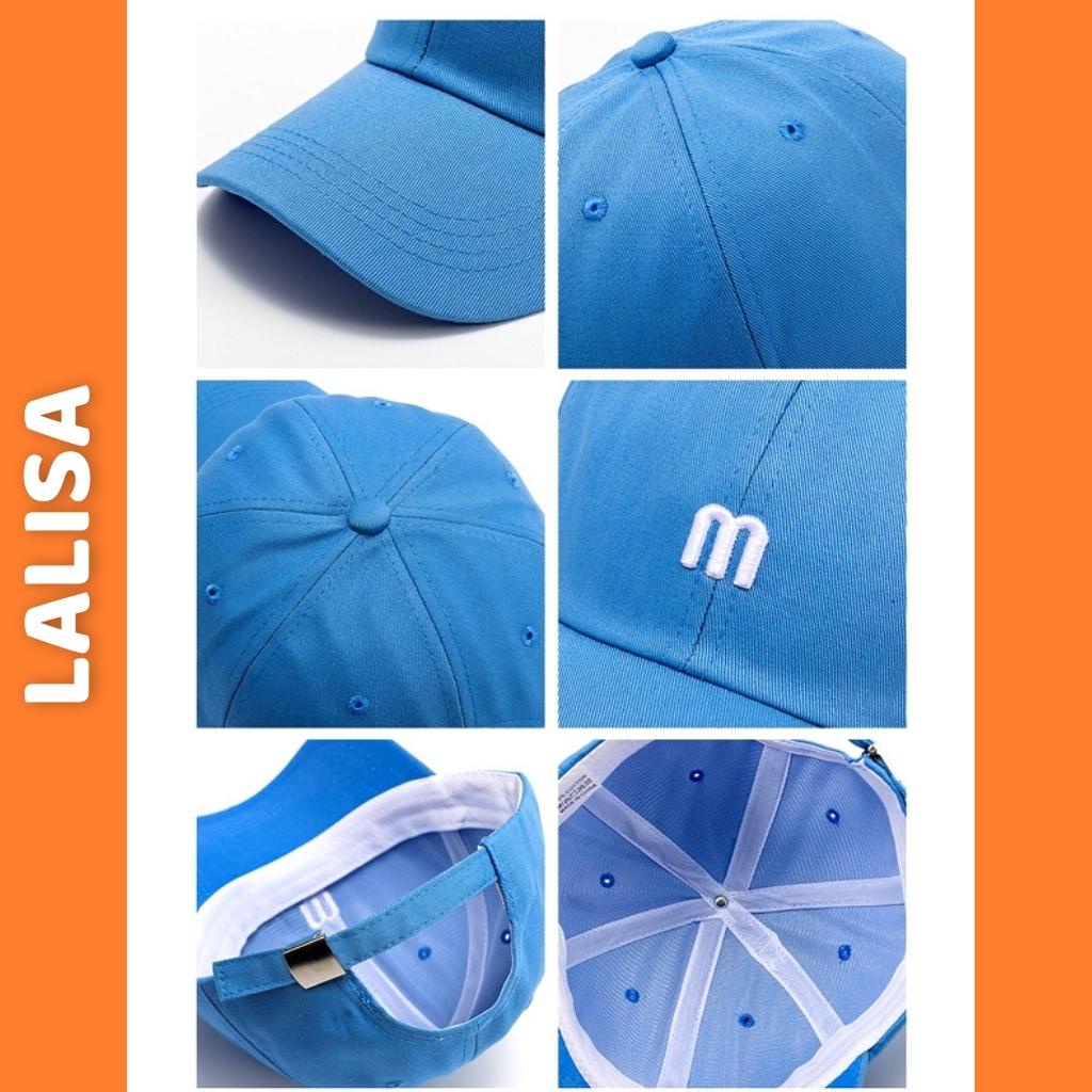 Mũ Lưỡi Trai M LALISA Nón Kết Nhung Thêu Chữ M Phong Cách Ulzzang Form Unisex Nam Nữ NO007