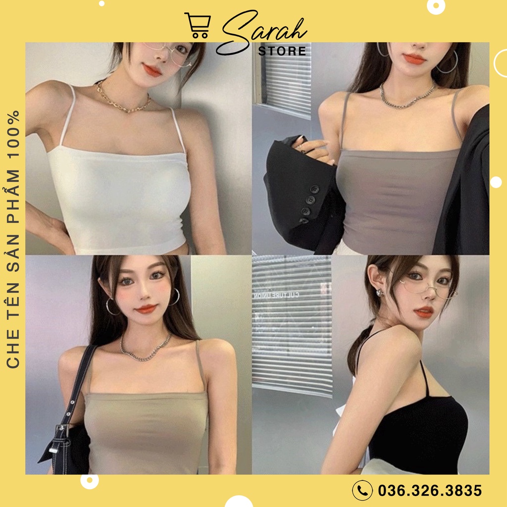 Áo Bra Nữ 2 Dây Mảnh Dáng Lửng 2 Lớp, Đệm Ngực cố định 2066