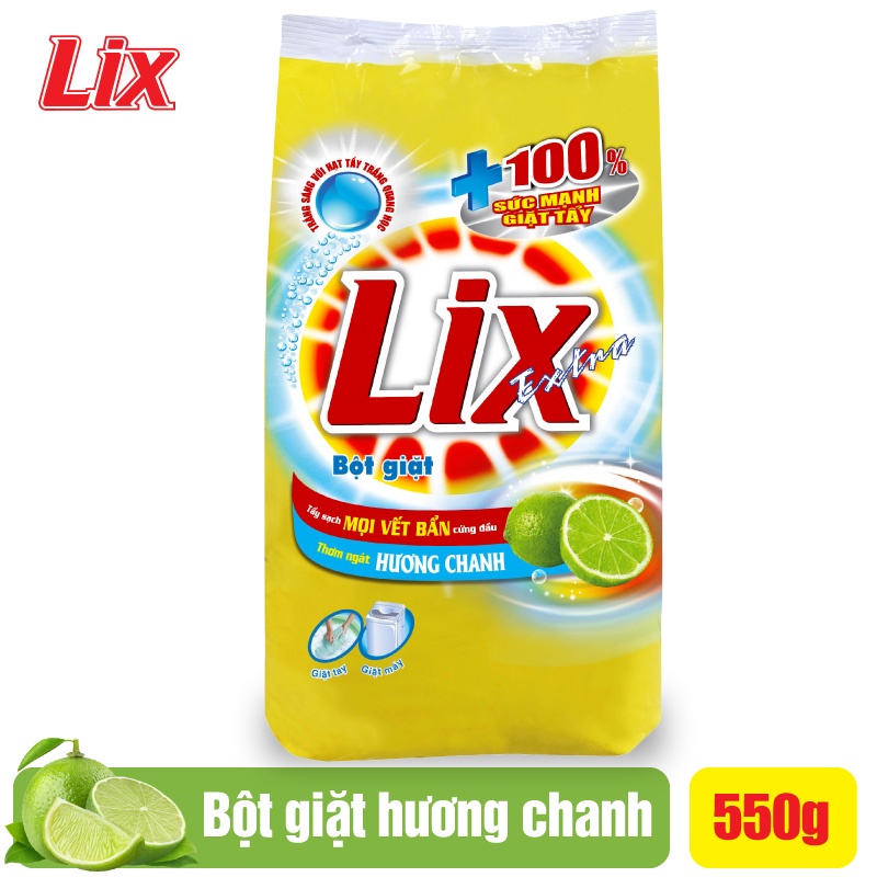 Bột Giặt LIX Extra Hương Chanh 550G - Tẩy Sạch Vết Bẩn Cực Mạnh - EC055