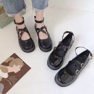 [SẴN BÓNG 35] Giày lolita dây chéo khuy cài quai chéo (ảnh thật ở cuối)