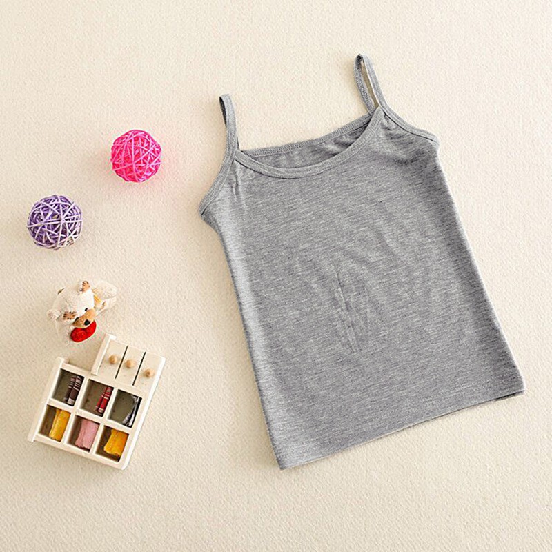 Áo thun cotton 2 dây màu trơn thời trang cho bé gái