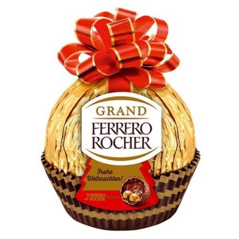 Socola Ferrero rocher hình quả cầu buộc nơ đỏ 125gr
