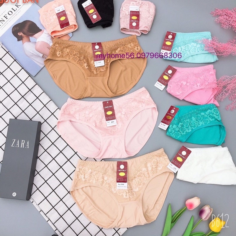 10 quần lót ren giữa size to xl vải thun lạnh siêu mát 55-65kg vừa 3341