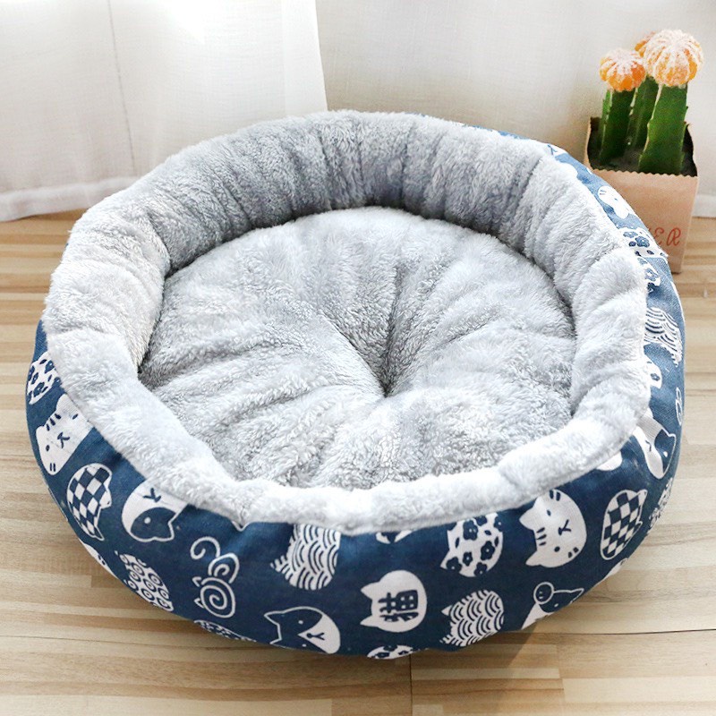 Đệm tròn lót lông đáy chống trượt cho thú cưng, đệm cho chó mèo