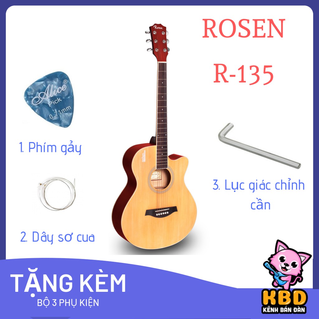 Đàn Guitar Acoustic ROSEN R135 cao cấp đầy đủ phụ kiện
