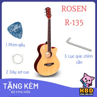 Đàn guitar acoustic rosen r135 cao cấp đầy đủ phụ kiện
