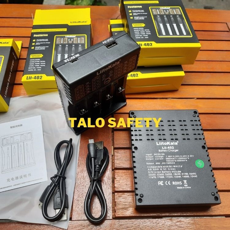 Bộ Sạc Pin chính hãng Liitokala Lii-402, sạc nhiều loại Pin 26650, 22650, 21700, 18650, 18350, 17670, NiMH/NiCd 1.2V