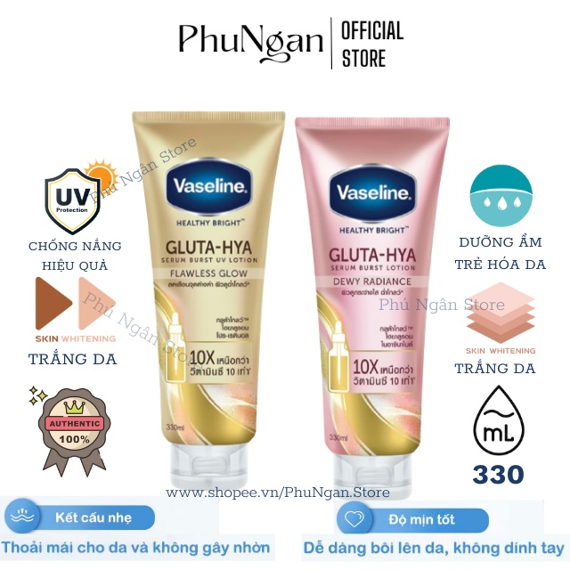 (Tuýp to-Hàng siêu thị Thái)Dưỡng thể Vaseline Healthy Bright Gluta HYA Serum Burst Lotion 10X Thái Lan