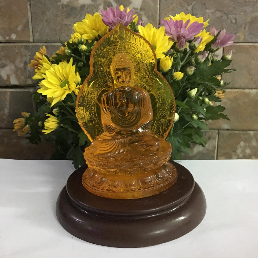 Tượng phật A Di Đà đế có đèn cao 17.5 cm mang bình an cho mọi người -