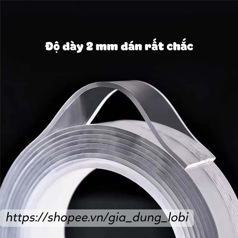 Băng dính 2 mặt trong suốt chịu tải cao chống thấm nước ( cuộn rộng 2 cm dài 3/5 mét)