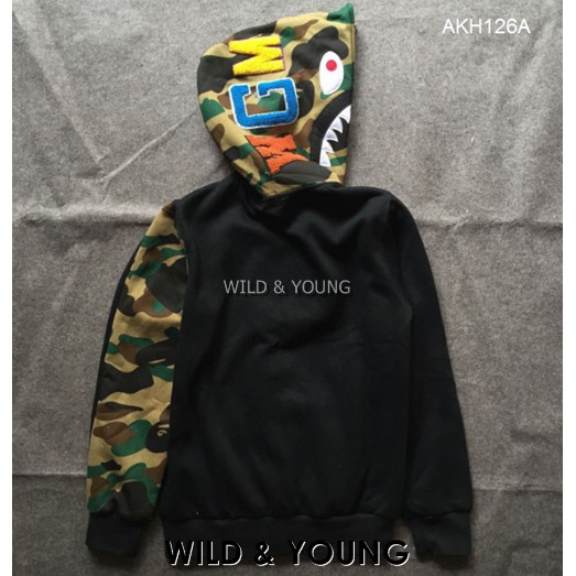 HOT SALE 2020 - BAPE SHARK FULL ZIP HOODIE MIX CAMO TAY ÁO (AKH126A)